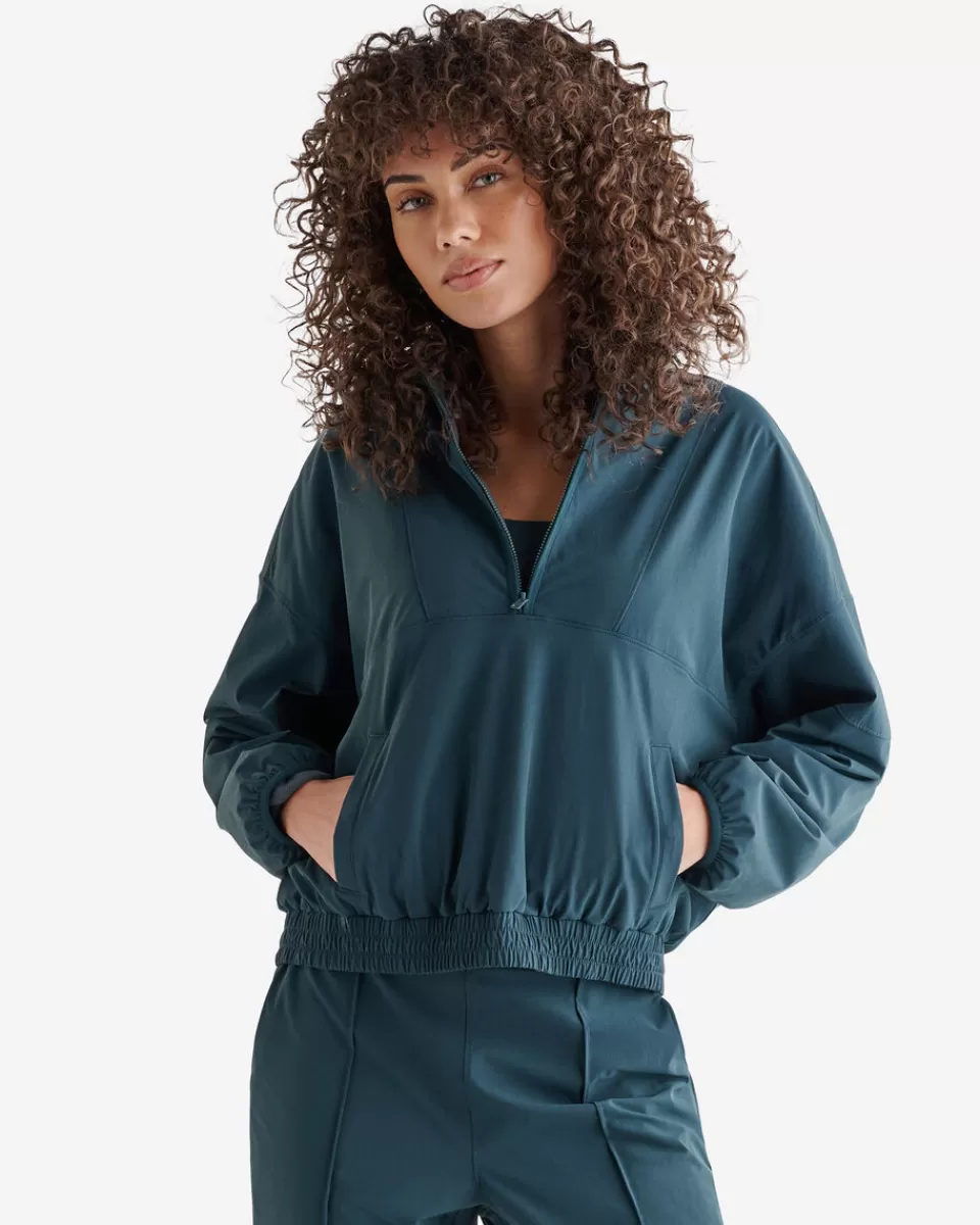 Roots Anywhere Half Zip Sweatshirt FOREST TEAL Outlet