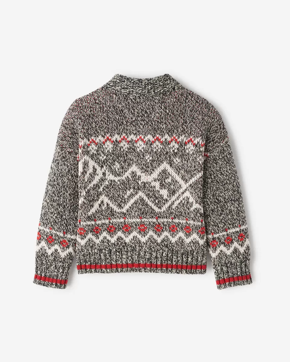 Roots Baby Cabin Fair Isle Cardigan GREY OAT MIX Hot