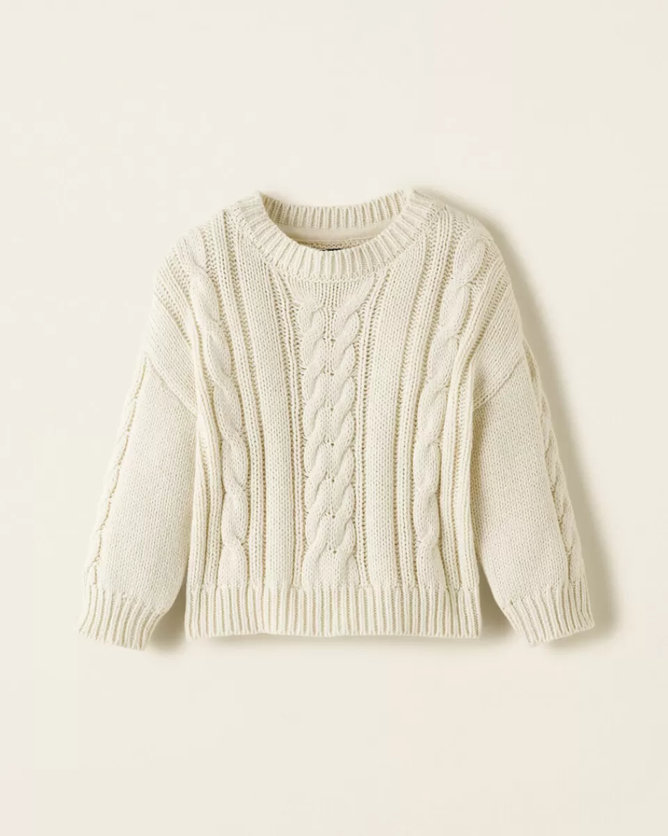 Roots Baby Cable Crew Sweater BIRCH WHITE Cheap