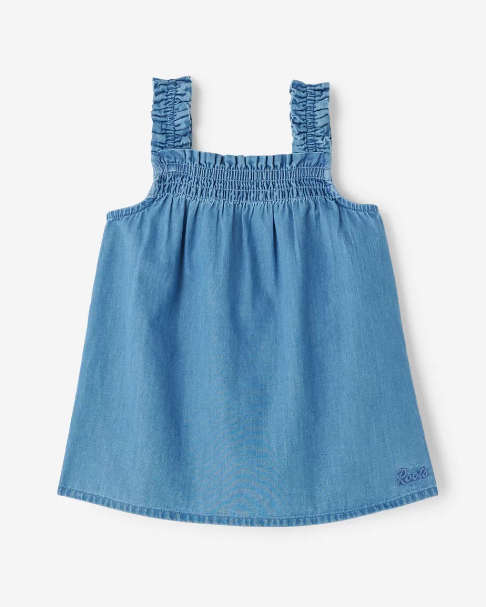 Roots Baby Chambray Smocked Dress WASHED INDIGO Flash Sale