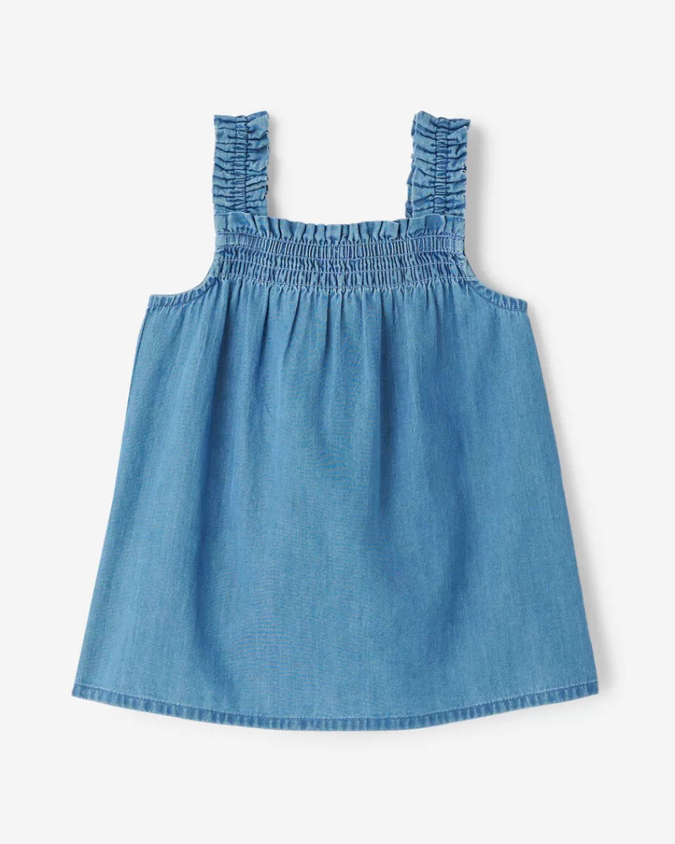 Roots Baby Chambray Smocked Dress WASHED INDIGO Flash Sale