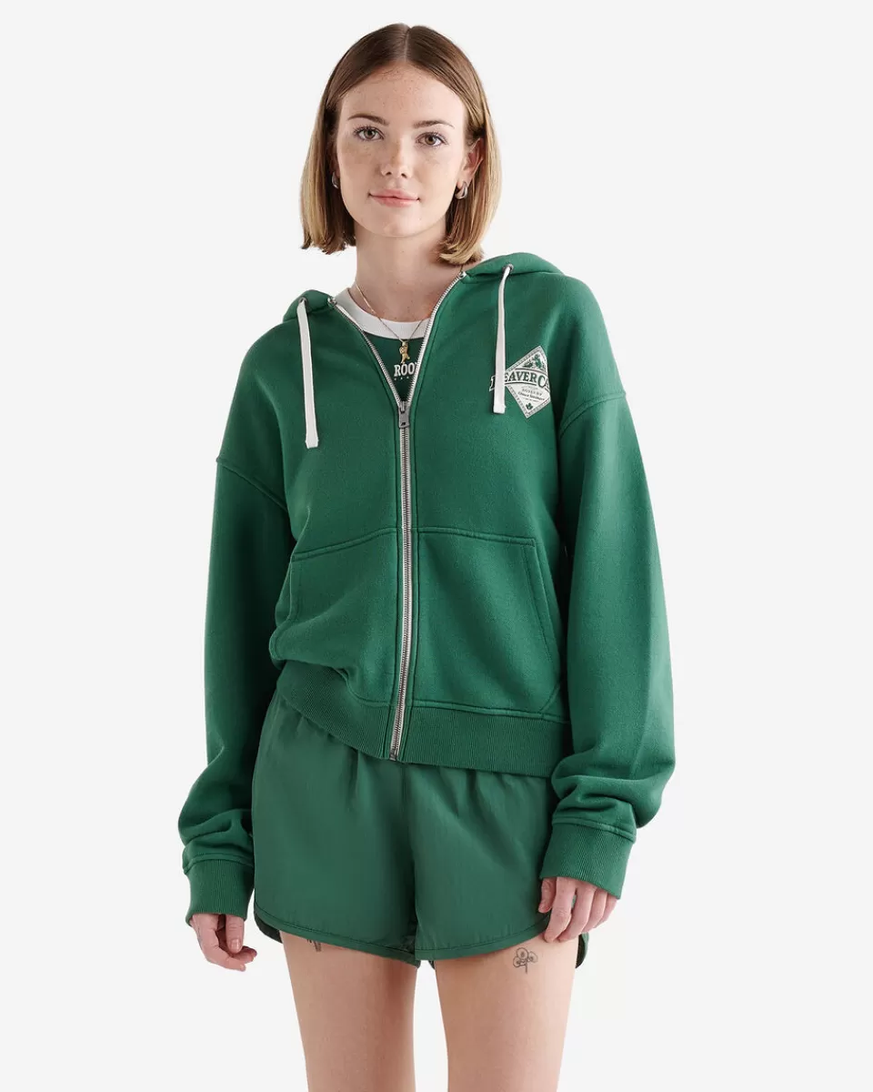 Roots Beaver Canoe Full Zip Hoodie FOREST GREEN Clearance