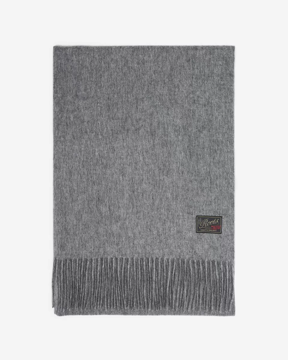 Roots Cold Lake Wool Blanket Scarf GREY MIX Flash Sale