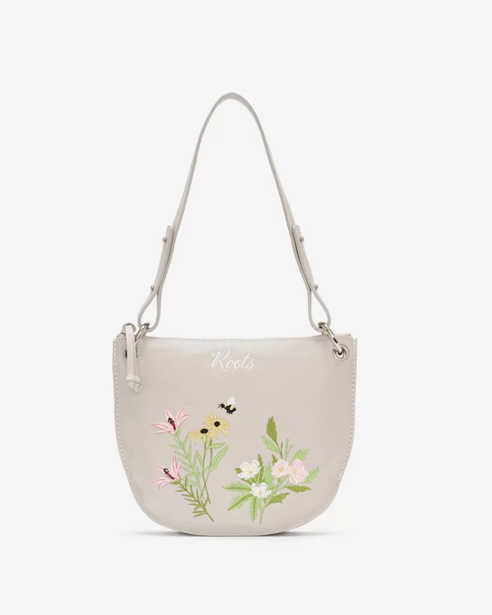 Roots Edie Floral Shoulder Bag Cervino ASH GREY Clearance