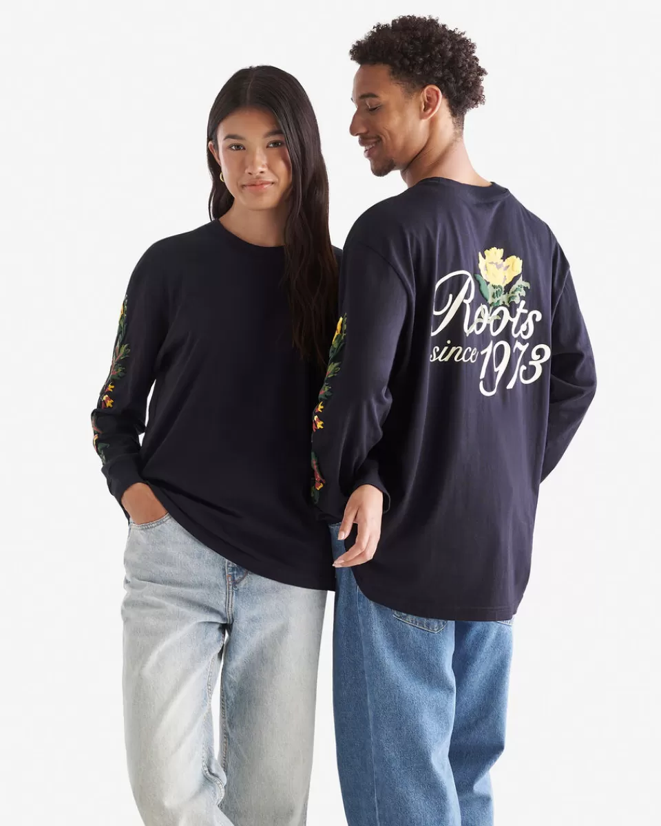 Roots Floral Long Sleeve T-Shirt BLACK Cheap