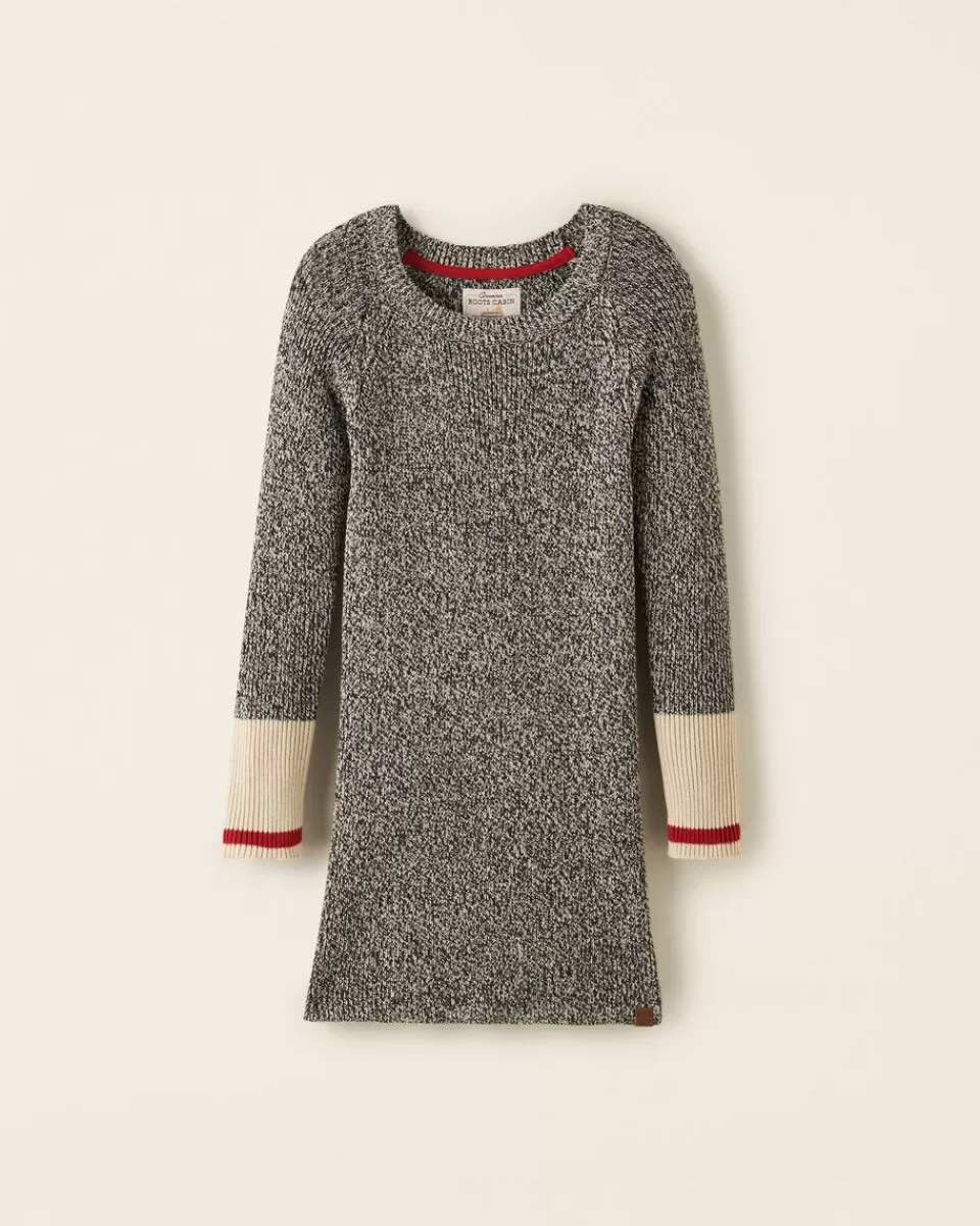 Roots Girls Cabin Knit Dress GREY OAT MIX Clearance