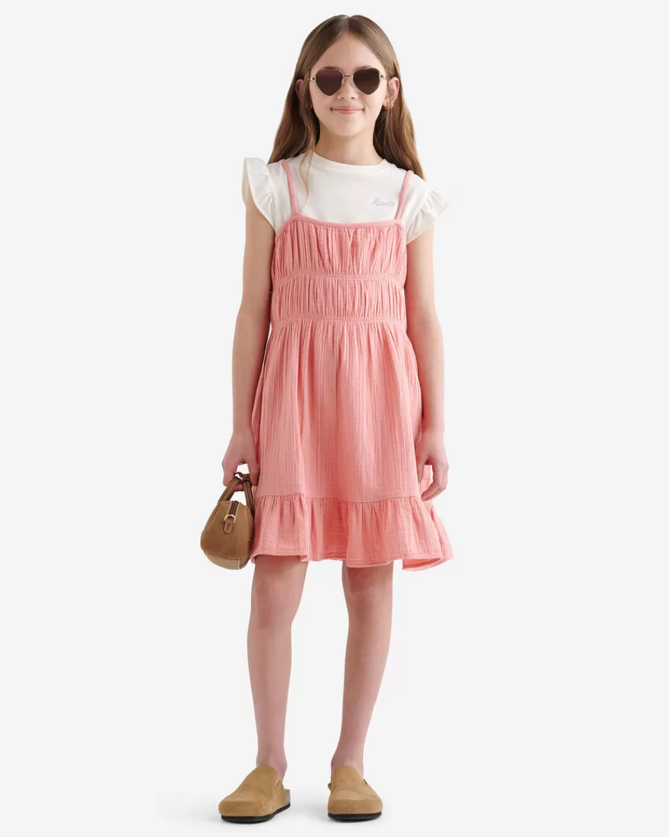 Roots Girls Crinkle Tiered Dress MAUVEGLOW Clearance