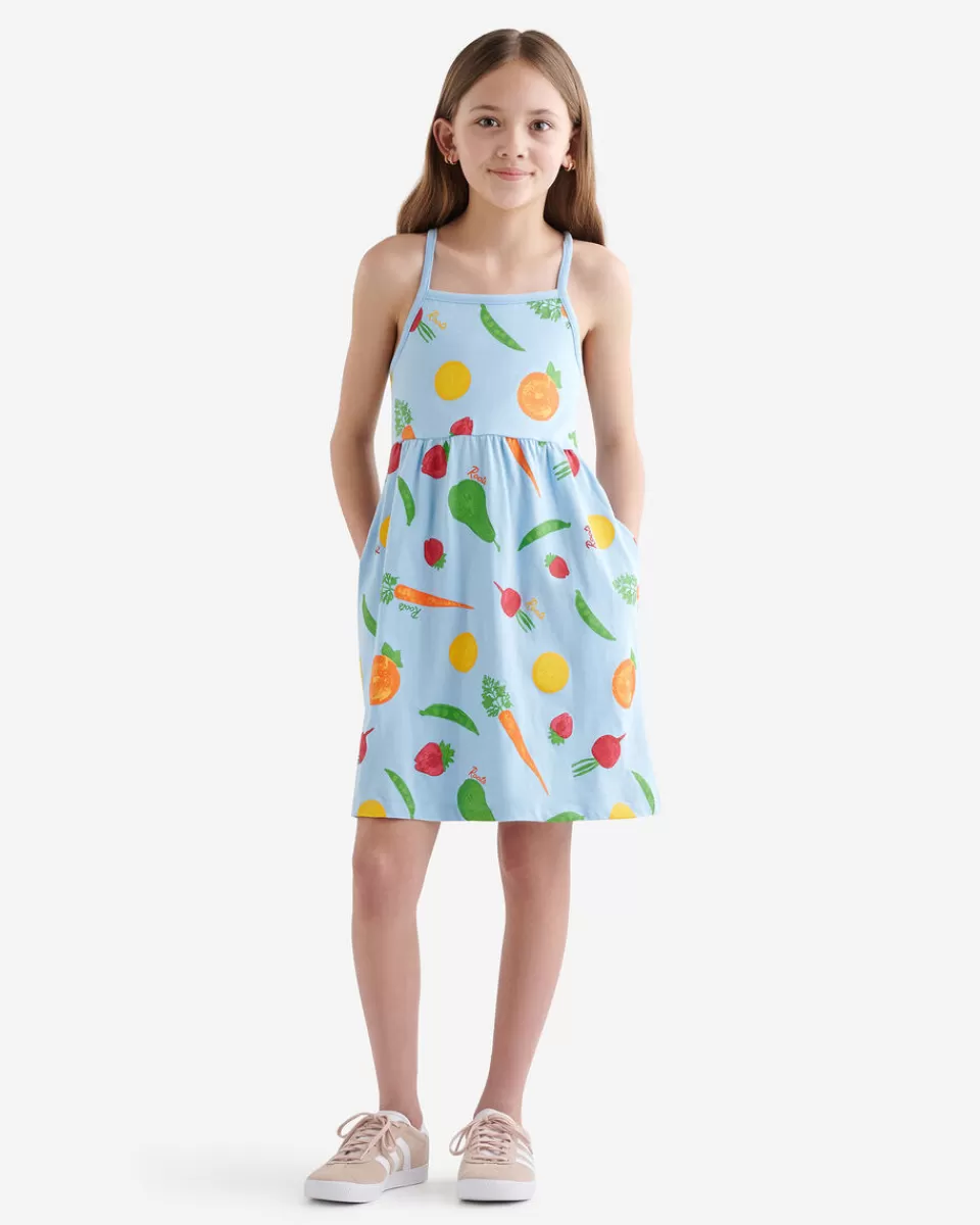 Roots Girls Garden Print Dress CLEAR SKY BLUE Hot