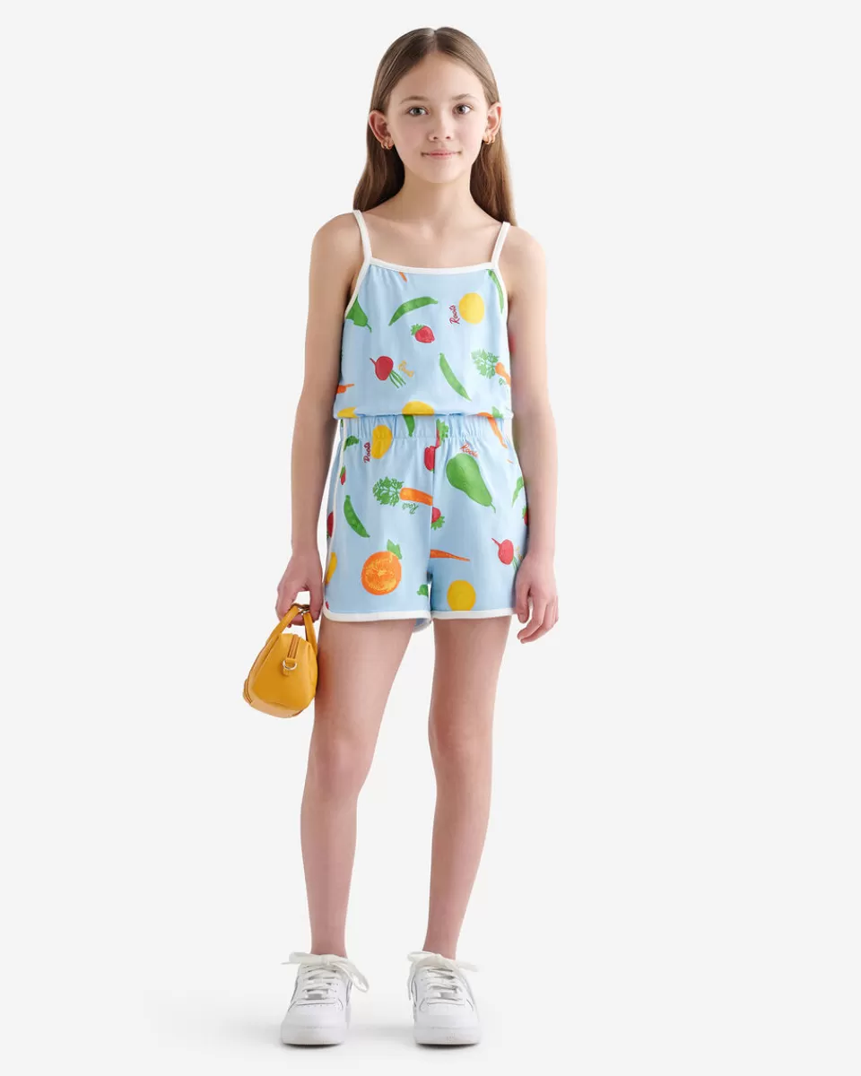 Roots Girls Garden Print Romper CLEAR SKY BLUE Outlet