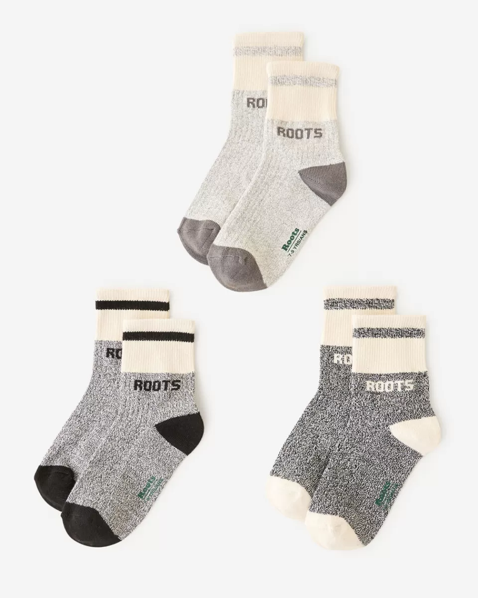 Roots Kid Cooper Pepper Sock 3 Pack SALT & PEPPER Outlet