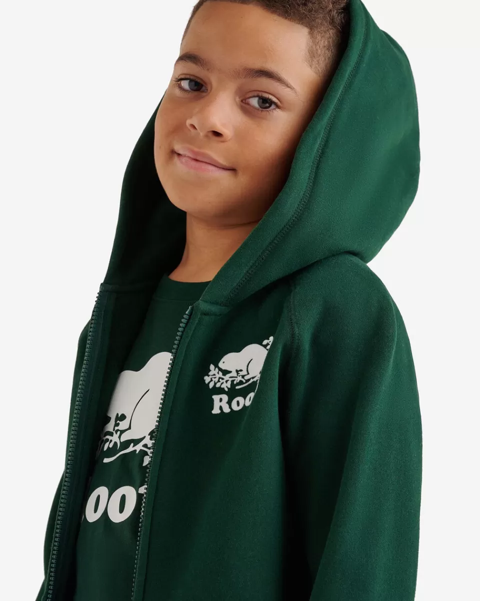 Roots Kids Organic Original Full Zip Hoodie VARSITY GREEN Outlet