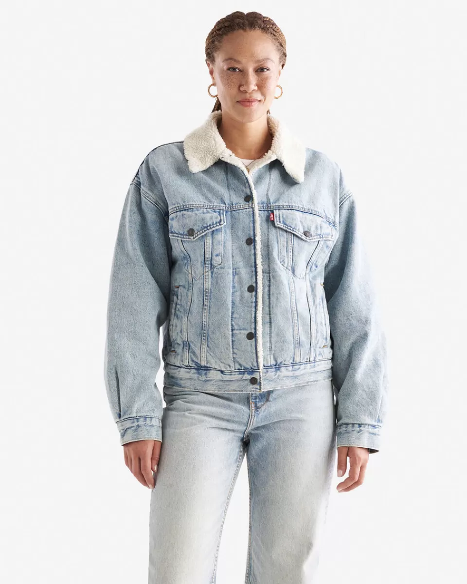 Roots Levi's 90s Sherpa Trucker Jacket LIGHT BLUE Clearance