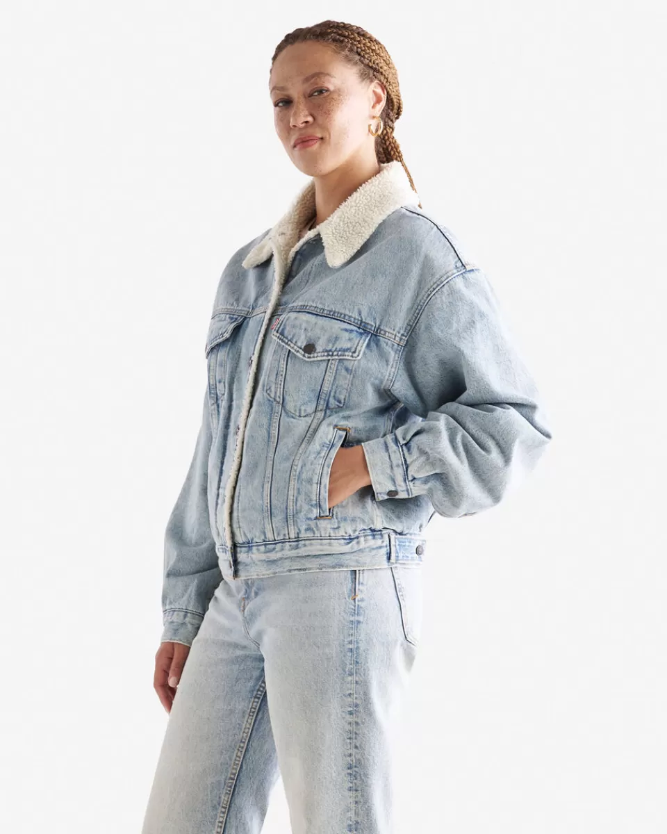 Roots Levi's 90s Sherpa Trucker Jacket LIGHT BLUE Clearance