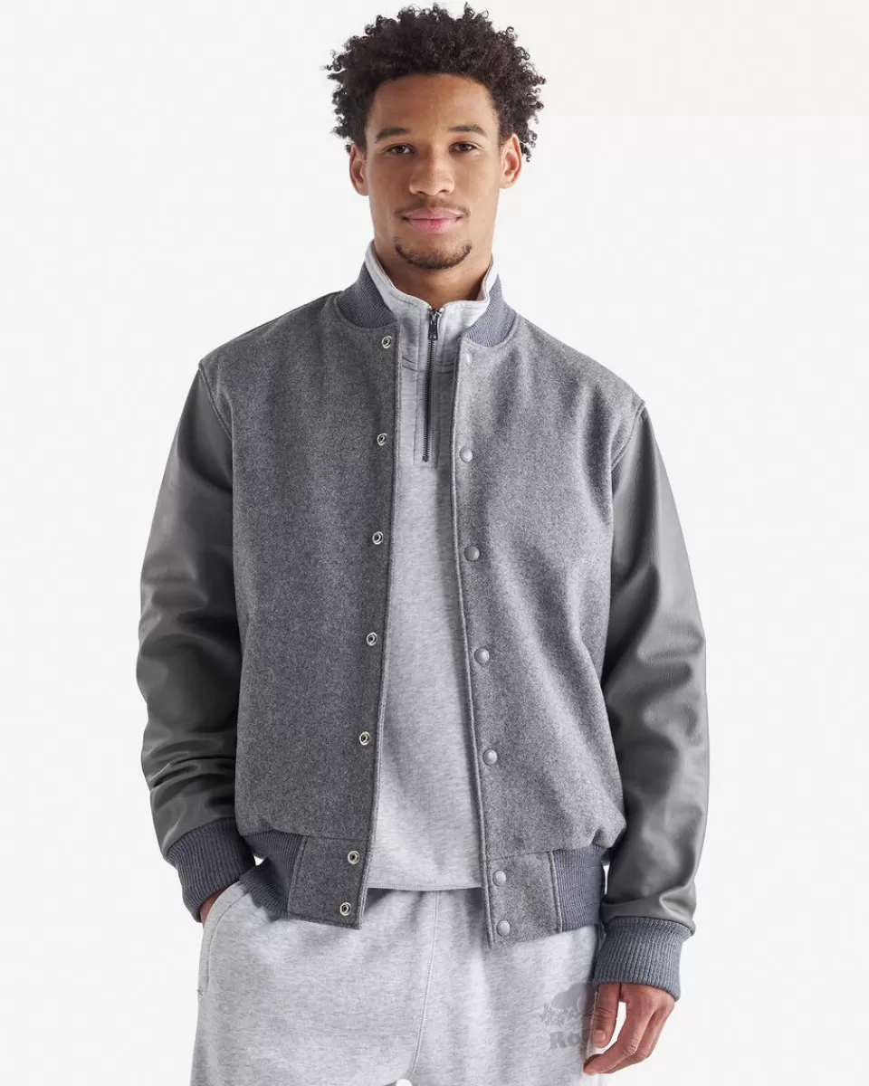 Roots Mens Classic Varsity Jacket GREY MIX Outlet