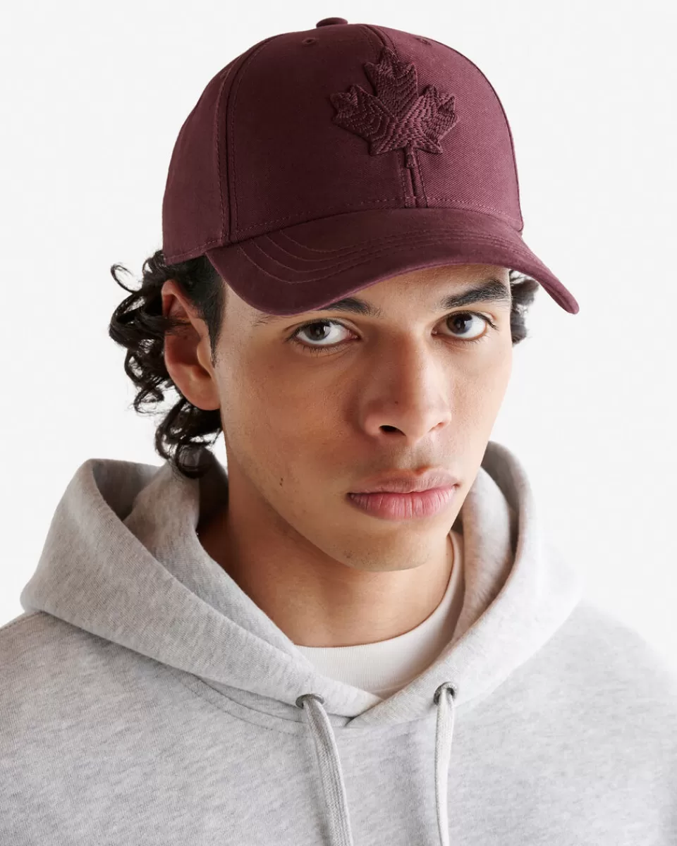 Roots Modern Leaf Baseball Cap DEEP MAROON Flash Sale