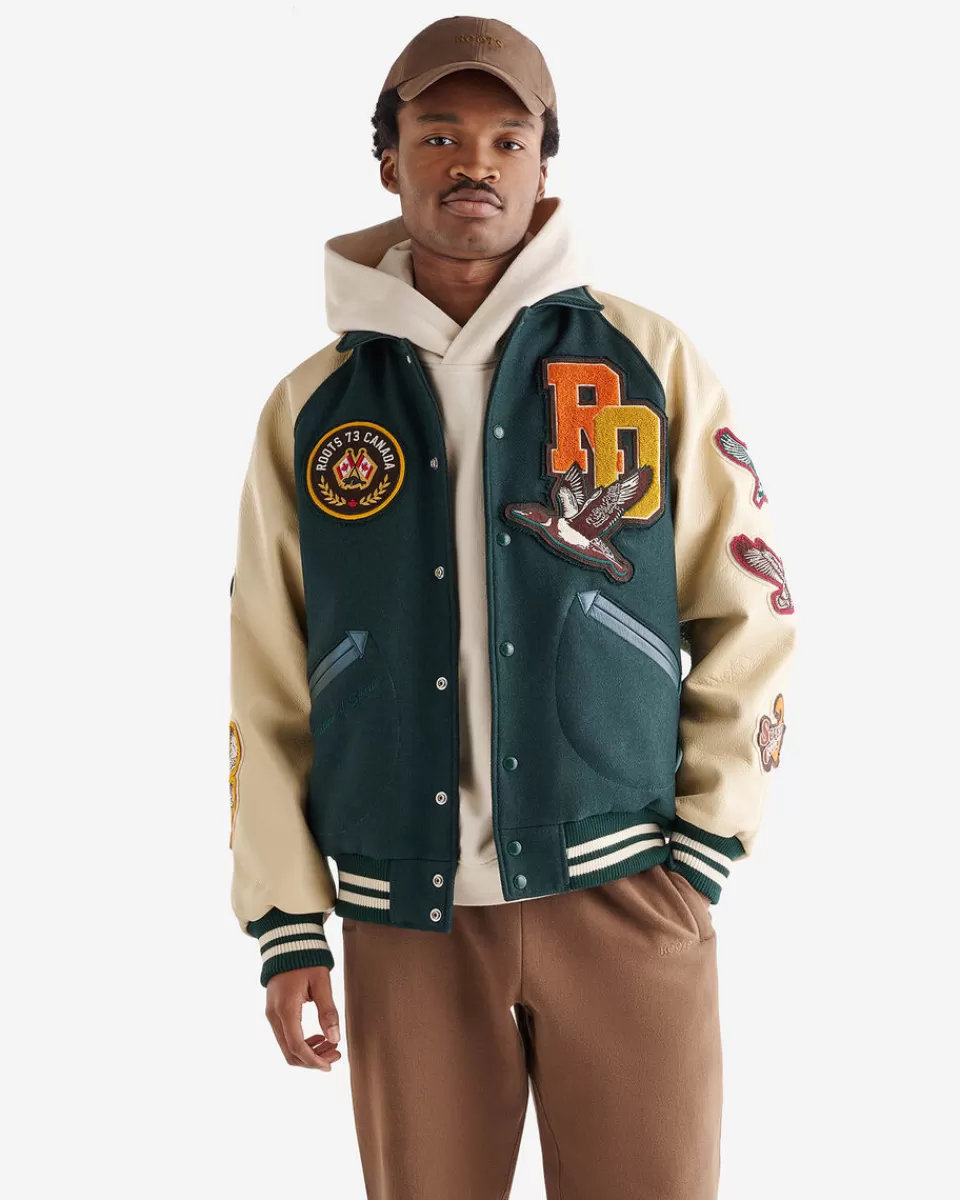 Roots Outdoors ’24 Varsity Jacket PARK GREEN/ECRU Cheap