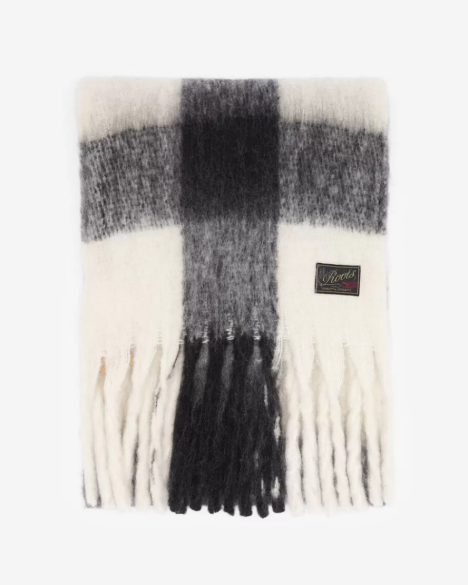 Roots Relais Plaid Wool Blend Scarf WHITE/BLACK Flash Sale