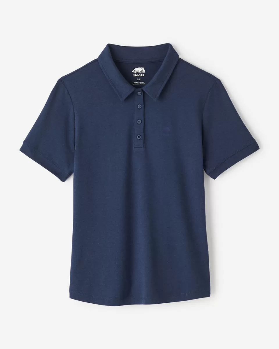 Roots Renew Short Sleeve Polo NAVY BLAZER MIX Cheap