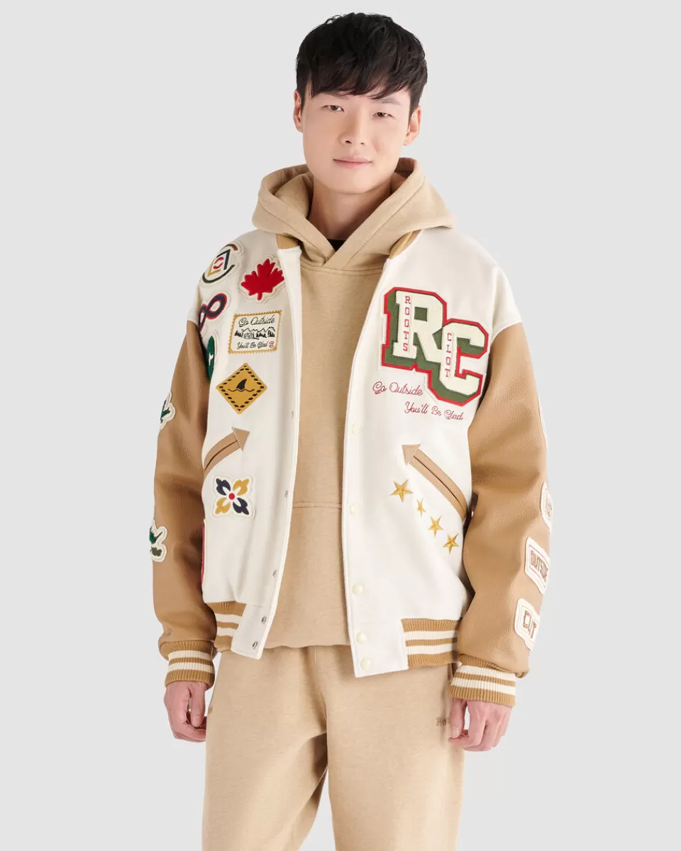 Roots X CLOT Varsity Jacket IVORY/CAMEL Store