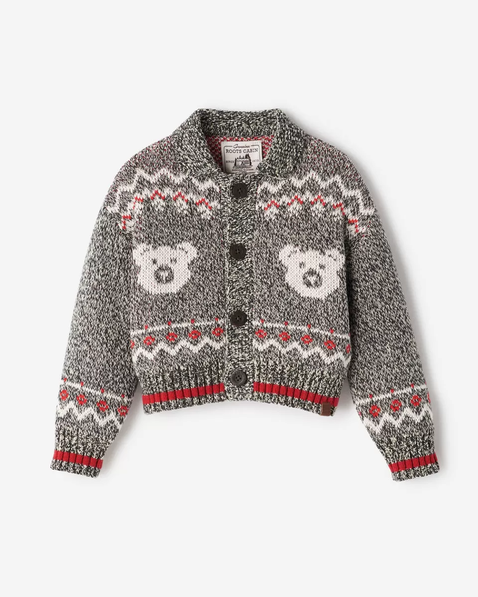 Roots Toddler Cabin Fair Isle Cardigan GREY OAT MIX Flash Sale