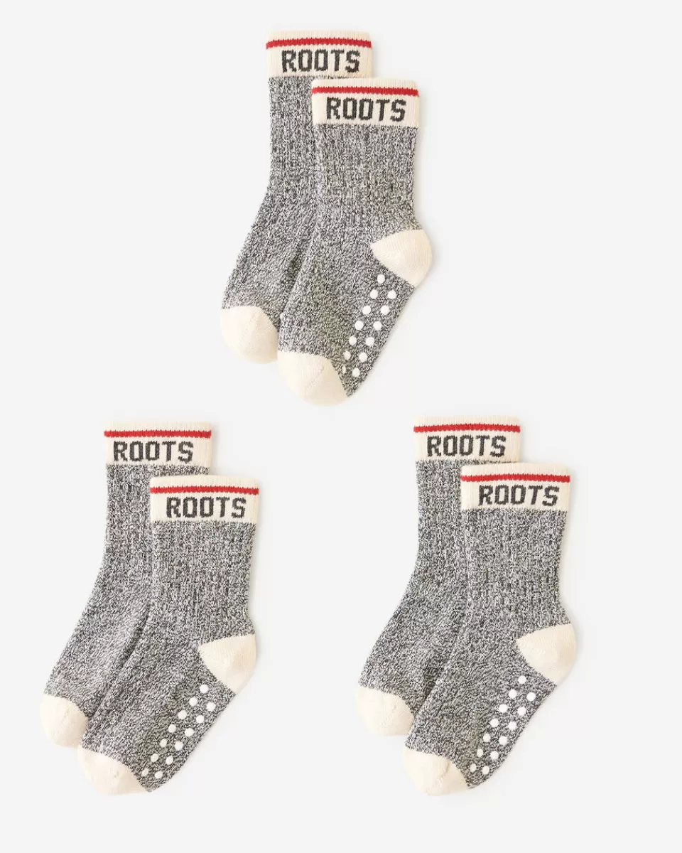 Roots Toddler Classic Cabin Sock 3 Pack SALT & PEPPER New