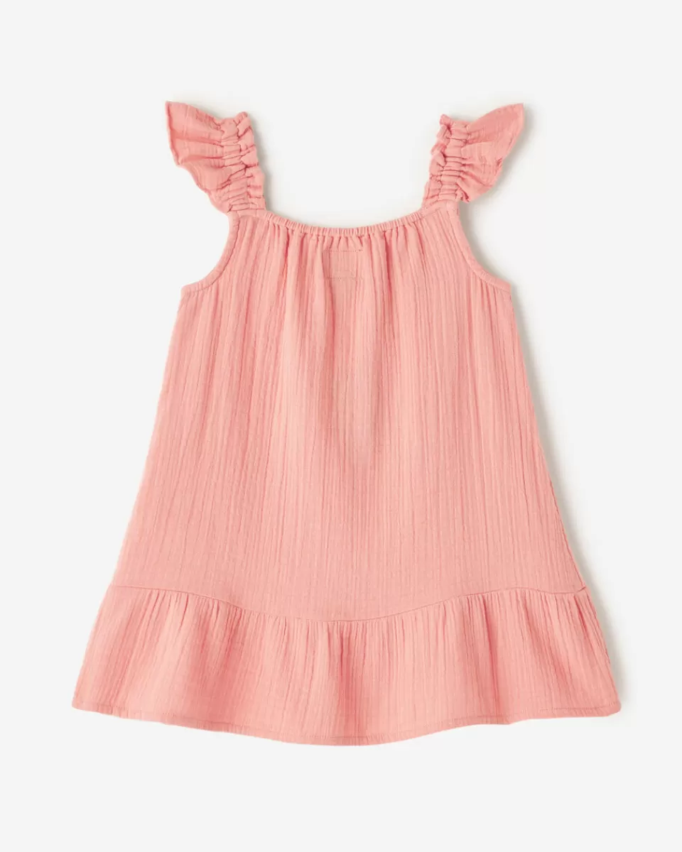 Roots Toddler Girls Crinkle Ruffle Dress MAUVEGLOW Hot