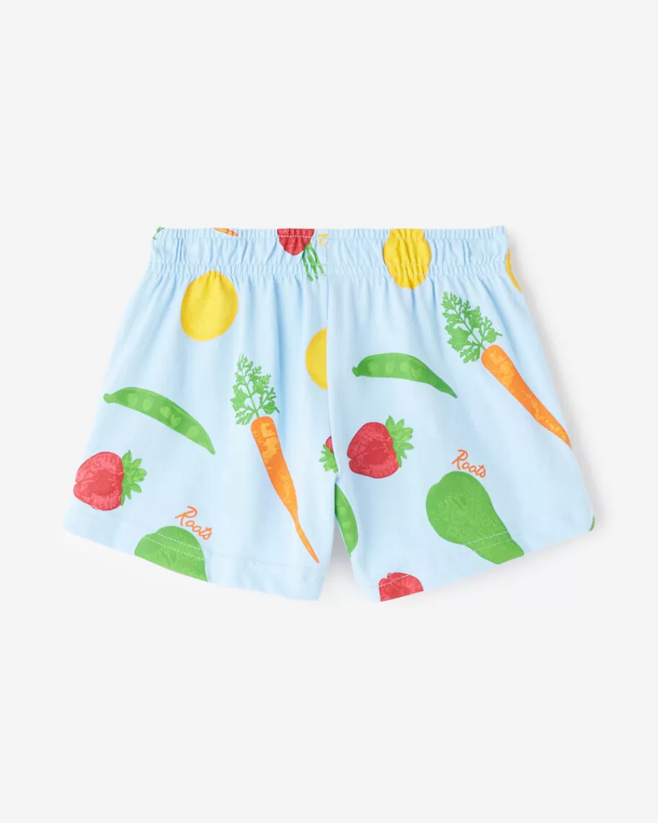 Roots Toddler Girls Garden Print Short CLEAR SKY BLUE Cheap