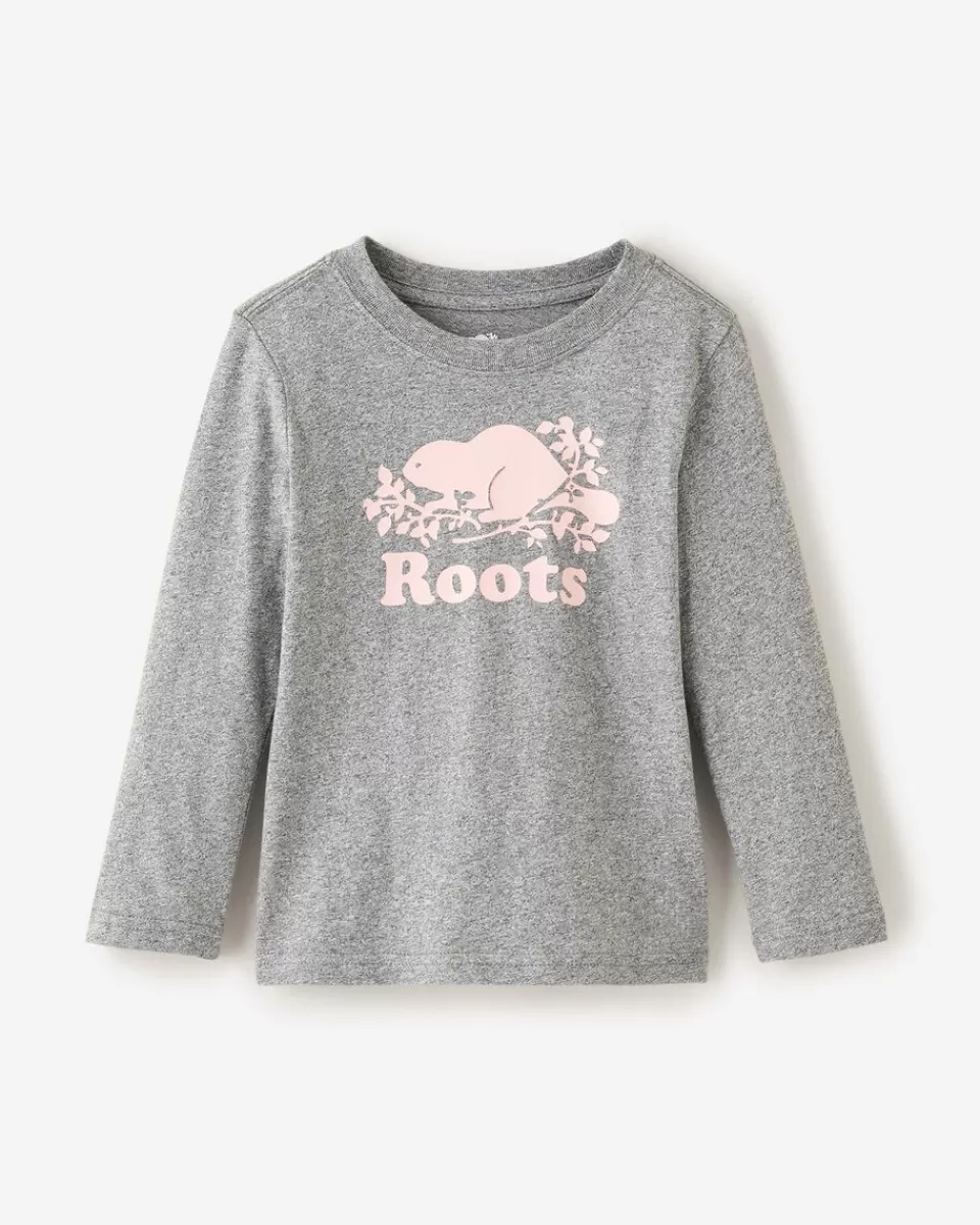 Roots Toddler Organic Original Cooper Beaver T-Shirt SALT & PEPPER Outlet