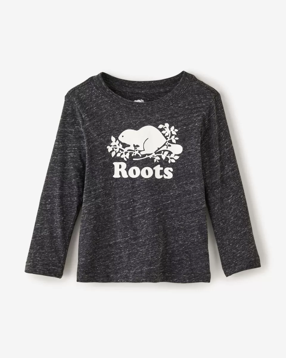 Roots Toddler Organic Original Cooper Beaver T-Shirt BLACK PEPPER Store