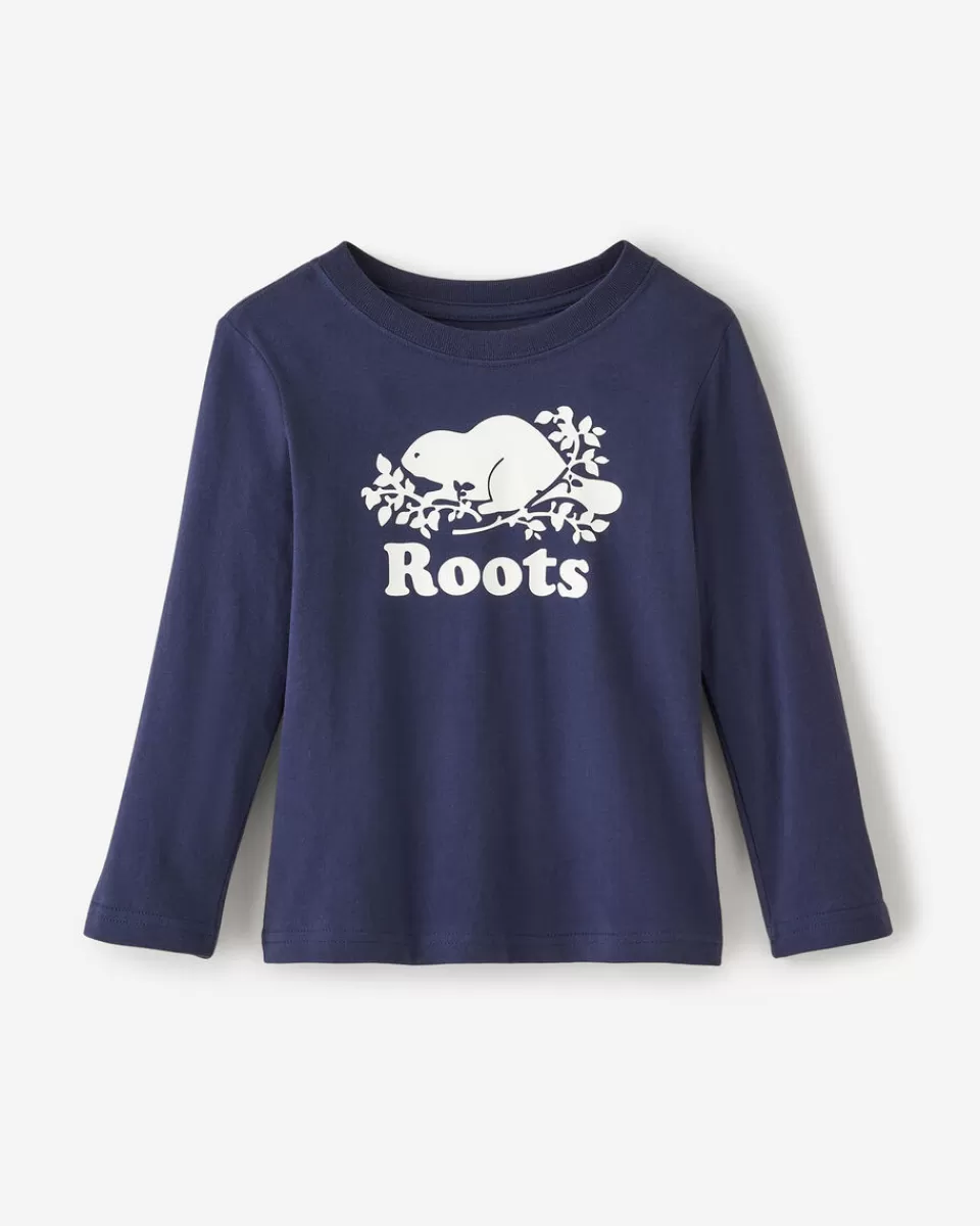 Roots Toddler Organic Original Cooper Beaver T-Shirt NAVY BLAZER Cheap