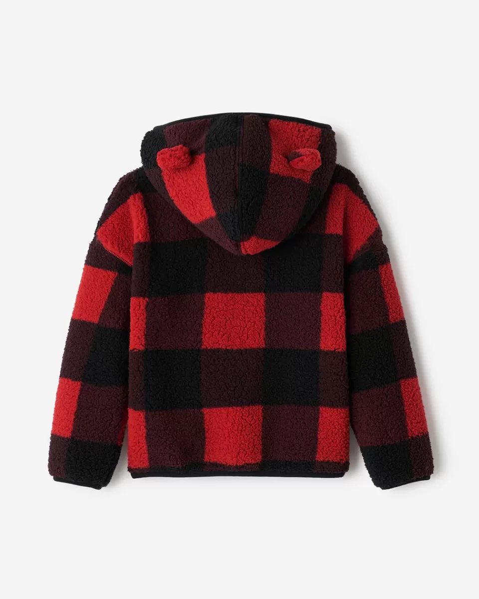 Roots Toddler Shearling Fleece Zip Hoodie CABIN RED Clearance