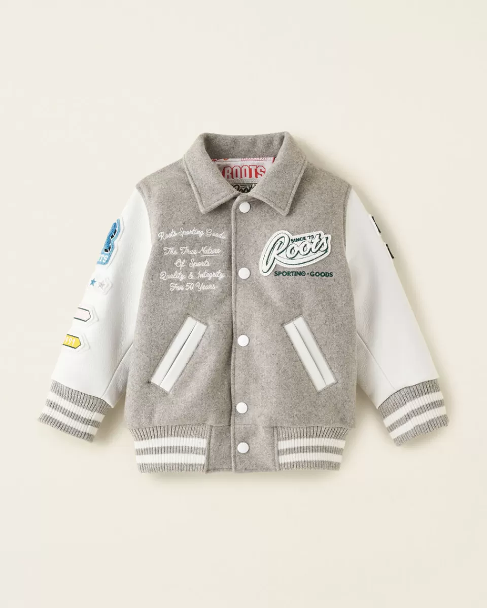 Roots Toddler Sporting Goods Varsity Jacket GREY Discount