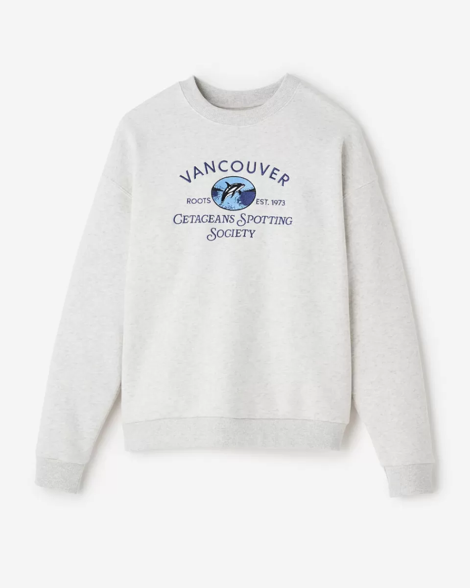 Roots Vancouver Club Crew Sweatshirt WHITE MIX Discount