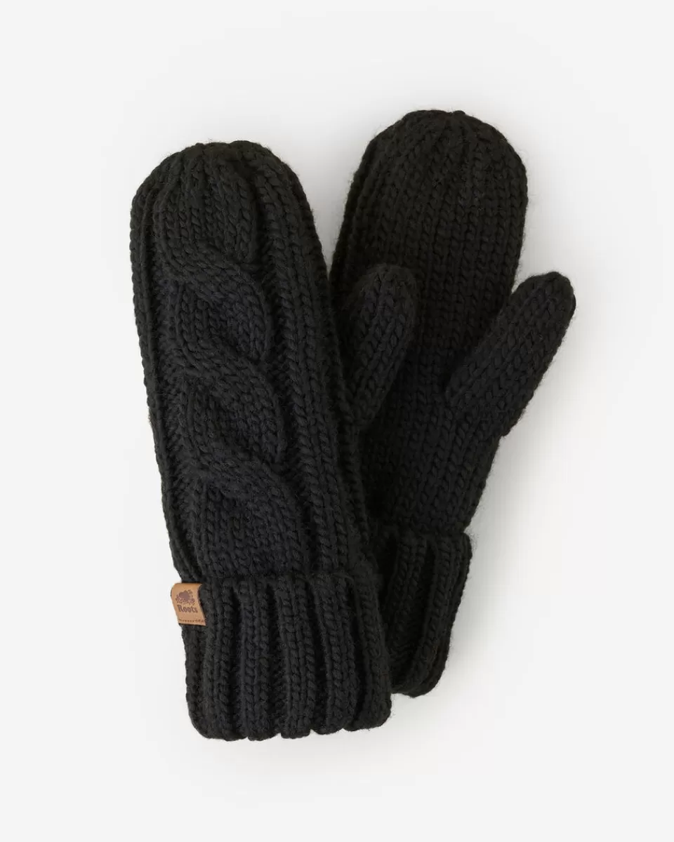 Roots Womens Olivia Cable Mitten BLACK Cheap