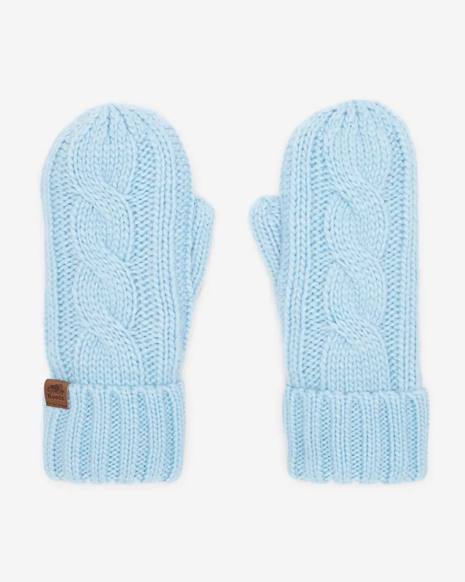 Roots Womens Olivia Cable Mitten CLEAR SKY BLUE Flash Sale