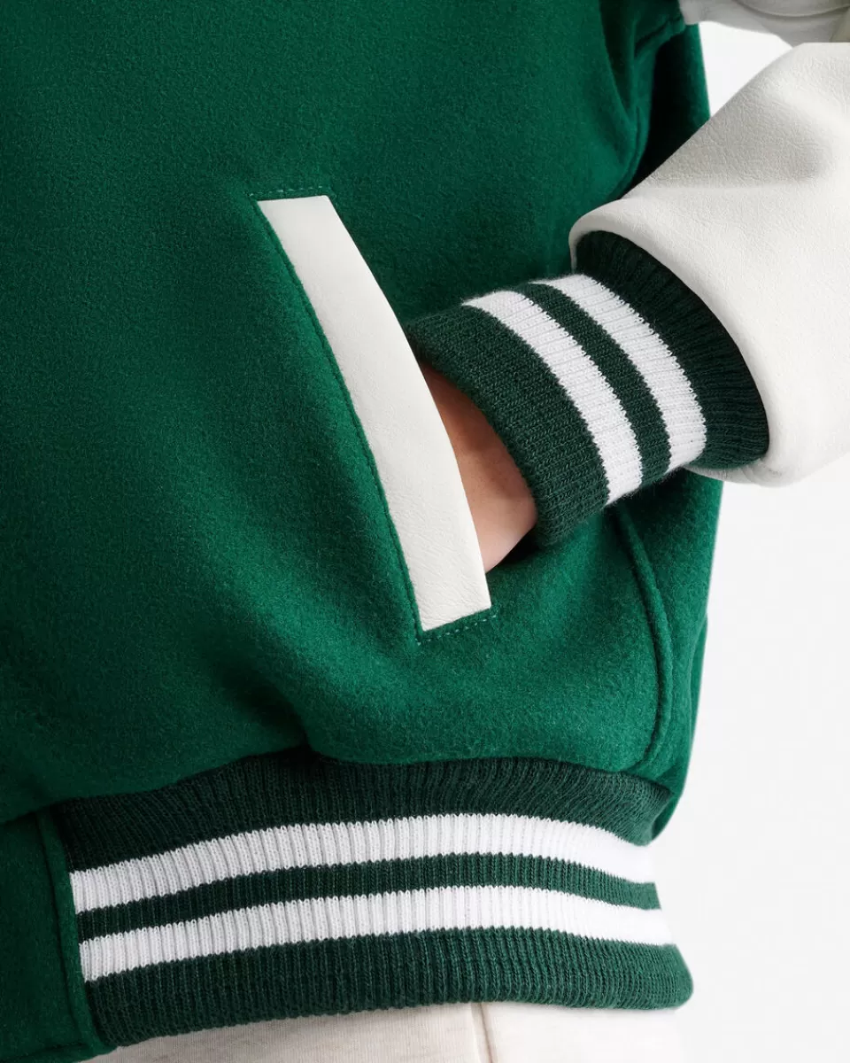 Roots Womens Vintage Varsity Jacket PARK GREEN Clearance